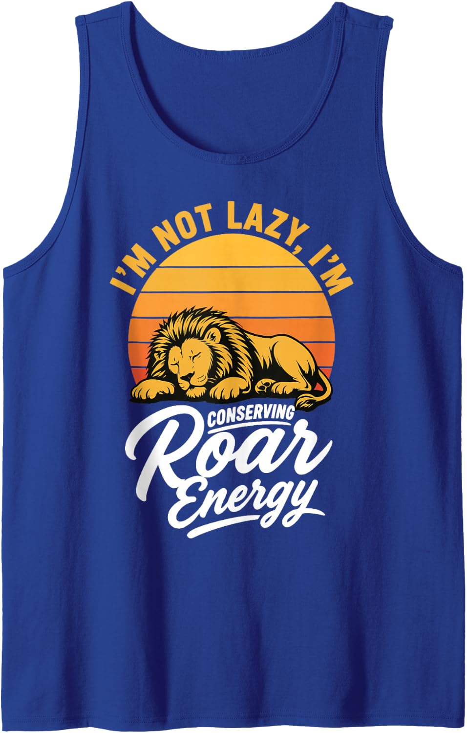 Relaxing Lion Sleeveless Tank Top - Royal Blue