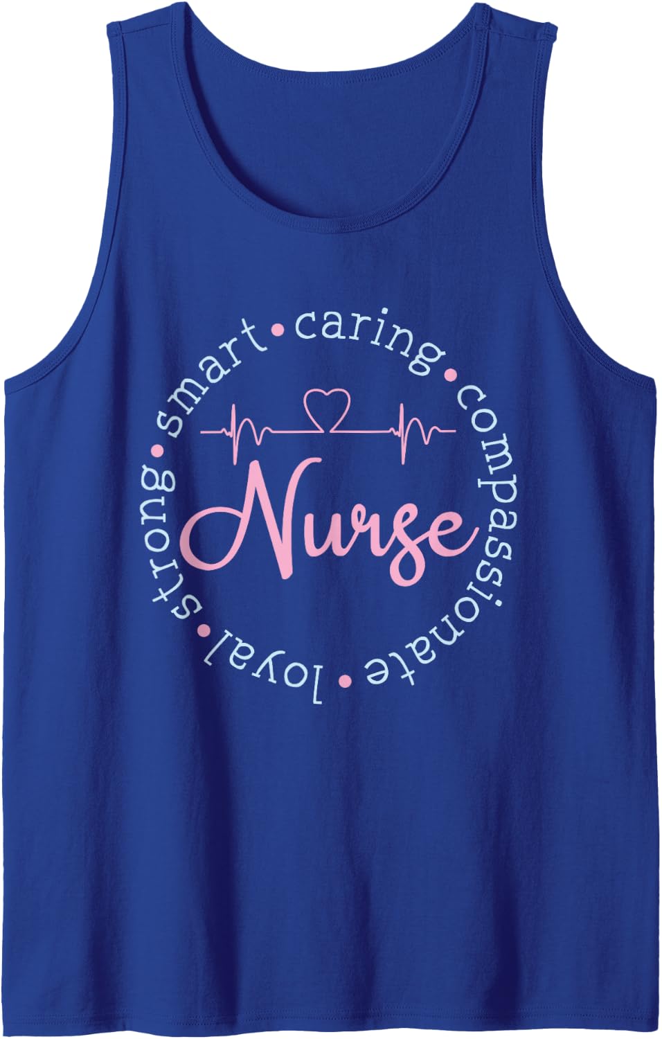 Nurse Heartbeat Compassionate Strong Smart Loyal Caring Sleeveless Tank Top - Royal Blue