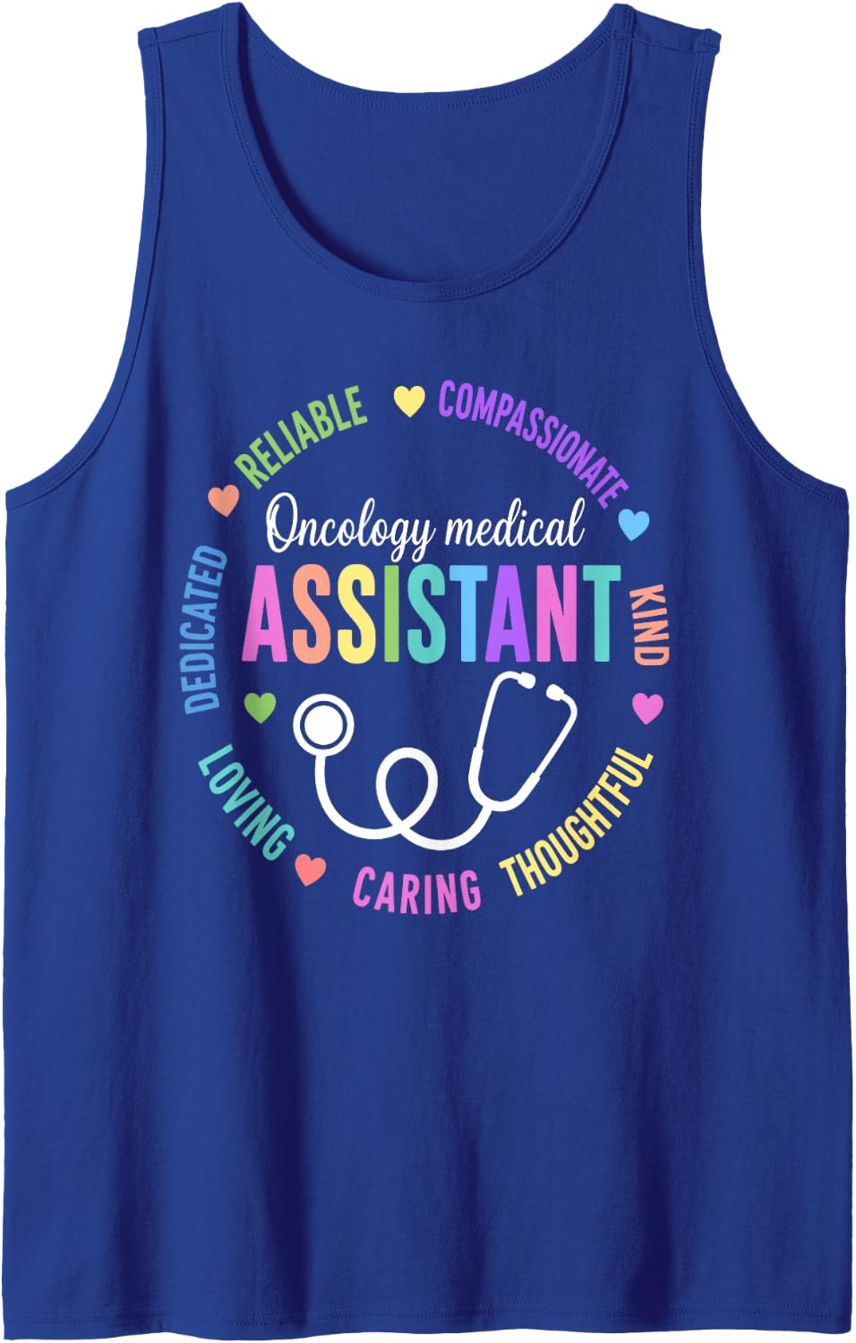 Oncology Medical Assistant Art for Men Women Med Assistant Sleeveless Tank Top - Royal Blue