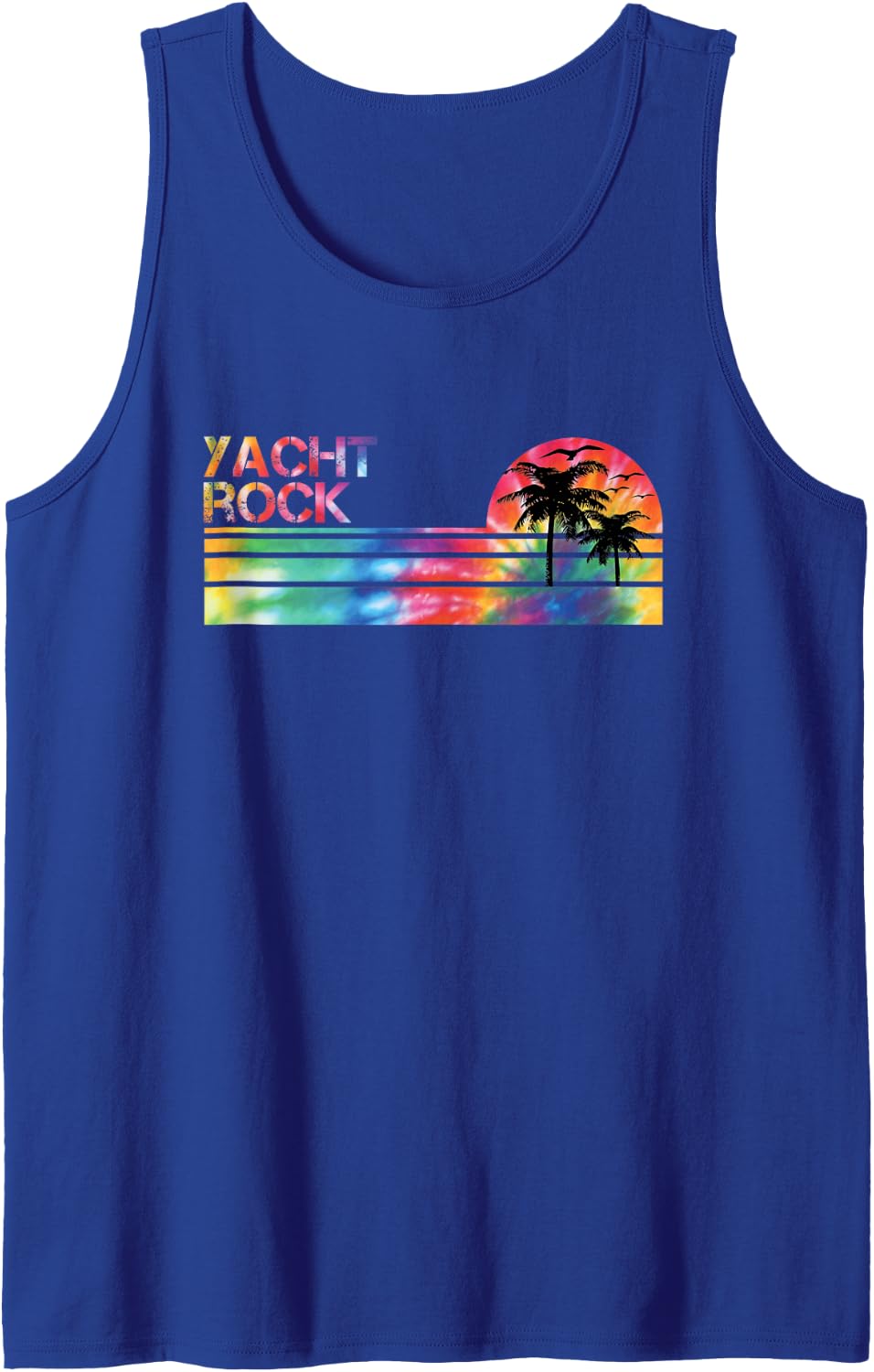 Yacht Rock Tie Dye Vintage Inspired Striped Tank Top - Royal Blue