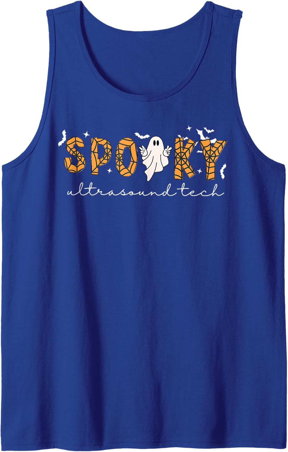 Spooky Ultrasound Tech Ghost Sonographer Halloween Season Sleeveless Tank Top - Royal Blue
