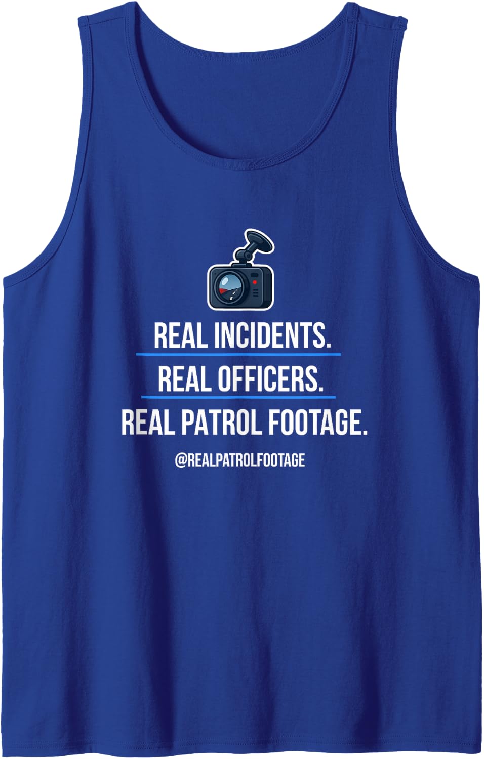 Real Officers Police Body Dash Cam Sleeveless Tank Top - Royal Blue