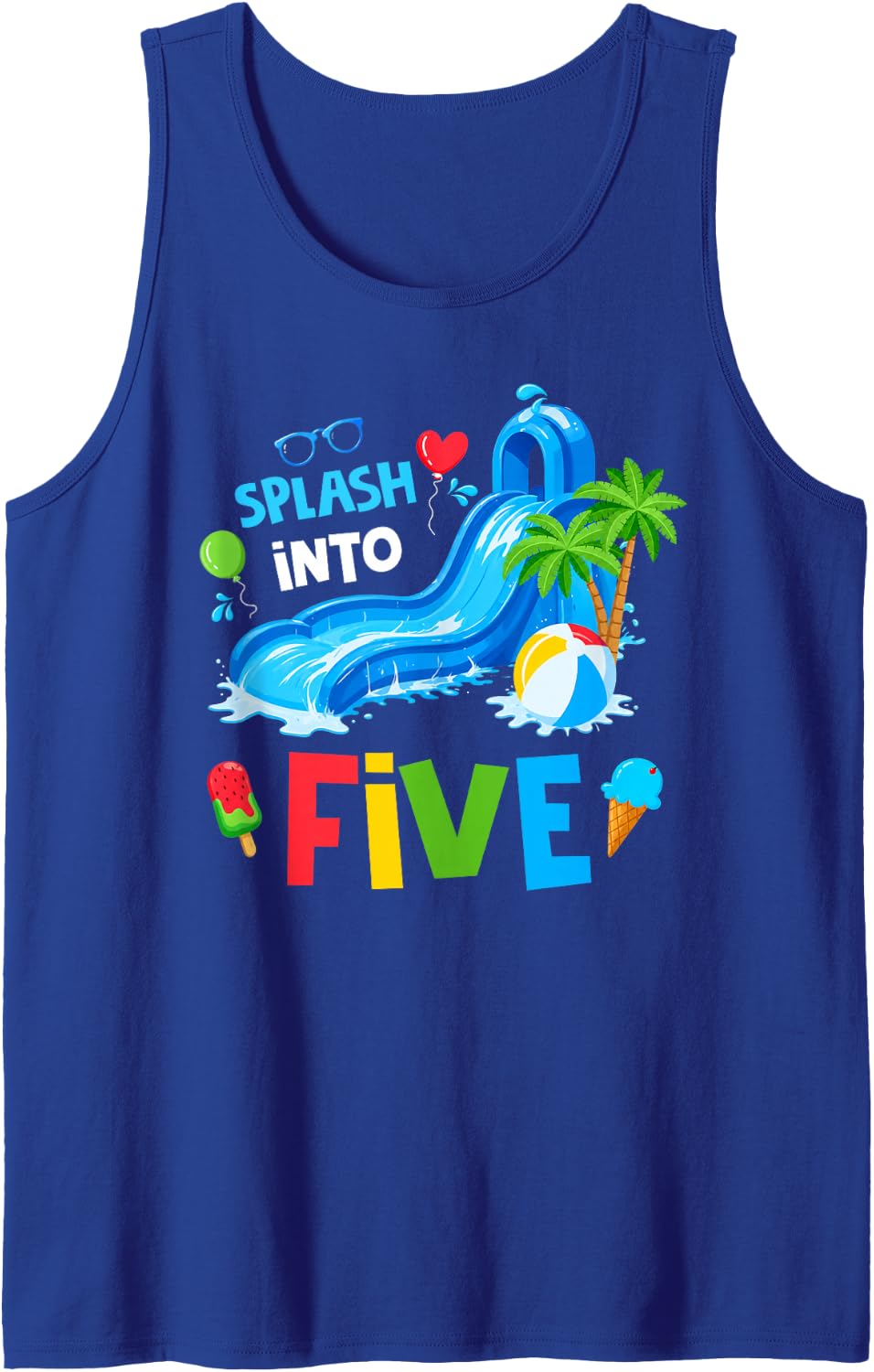 Splash Into Five Summer Birthday Swimming Pool Party Tank Top - Royal Blue