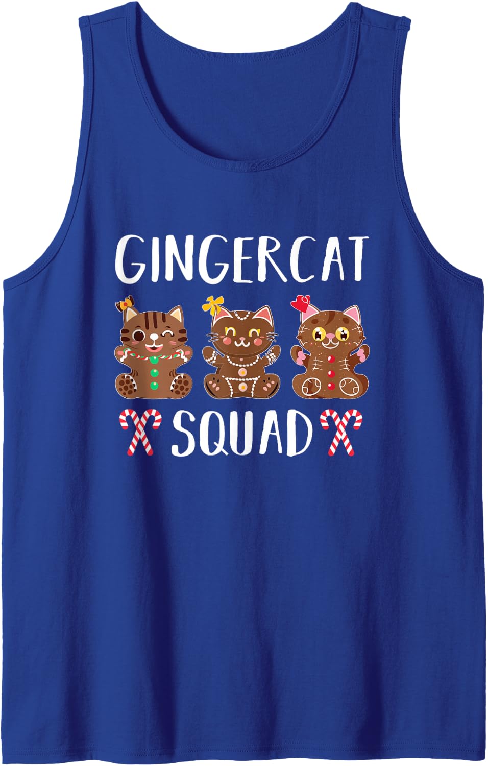 Christmas Gingercat Squad Cat Gingerbread Sleeveless Tank Top - Royal Blue