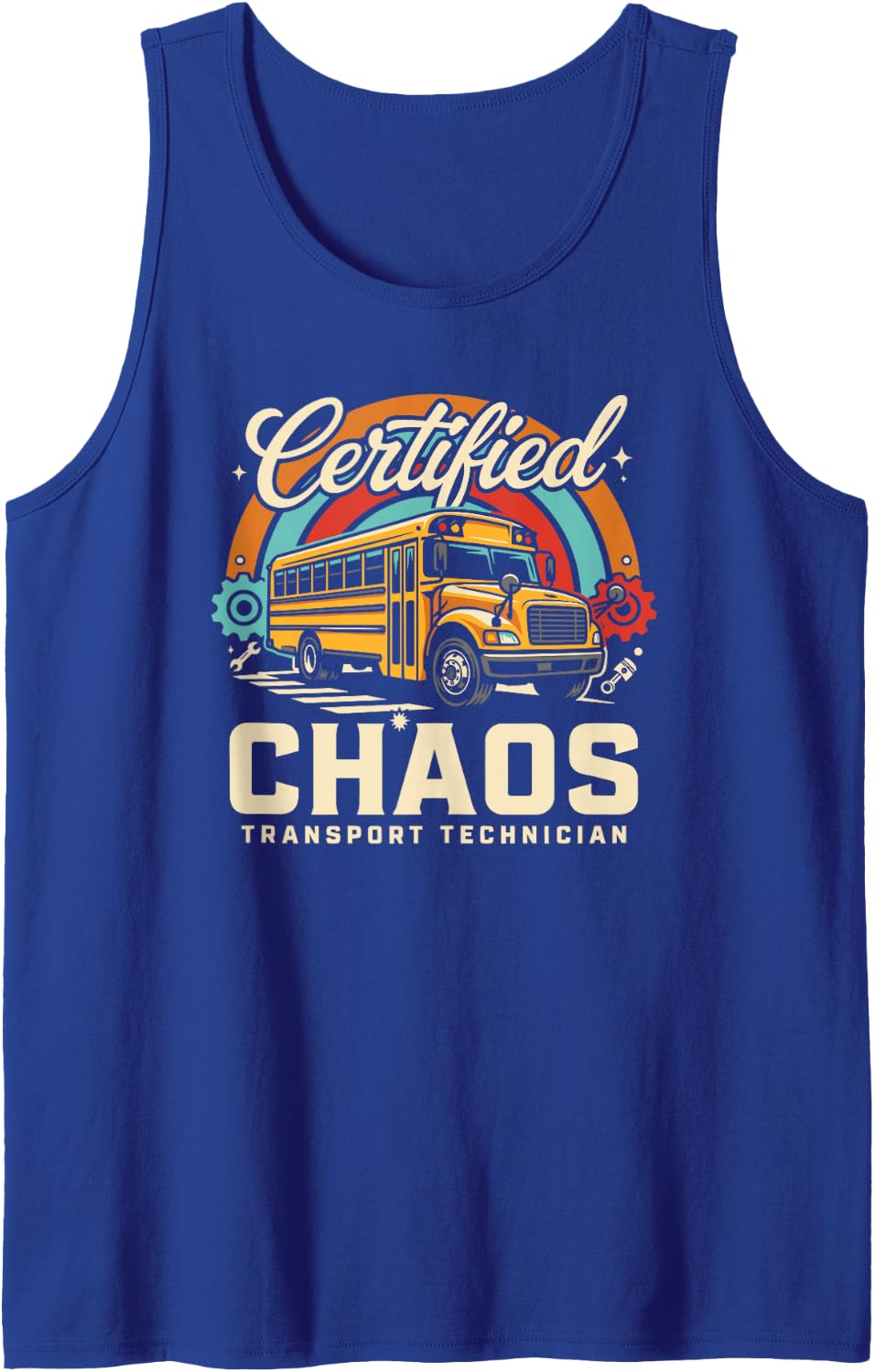 Vintage Certified Chaos Transport Technician Bus Driver Tank Top - Royal Blue