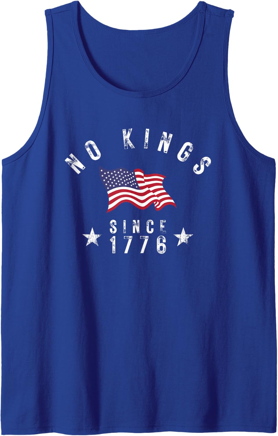 No Kings in America Since 1776 USA Flag 4th of July Vintage Tank Top - Royal Blue