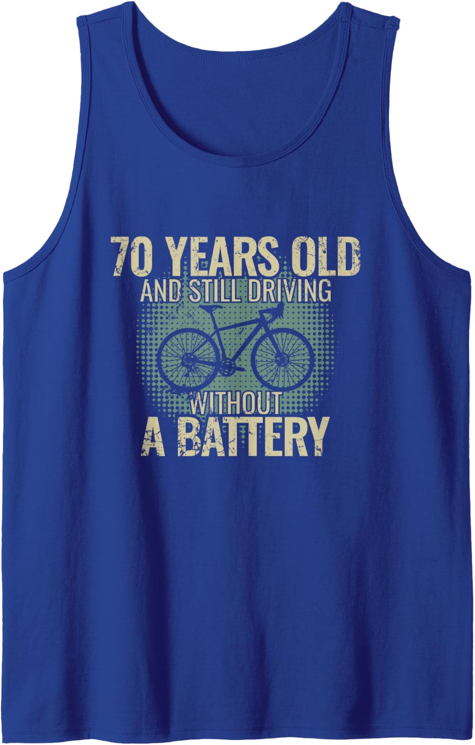 70 Years Old and Still Driving Without A Battery Cycling Sleeveless Tank Top - Royal Blue