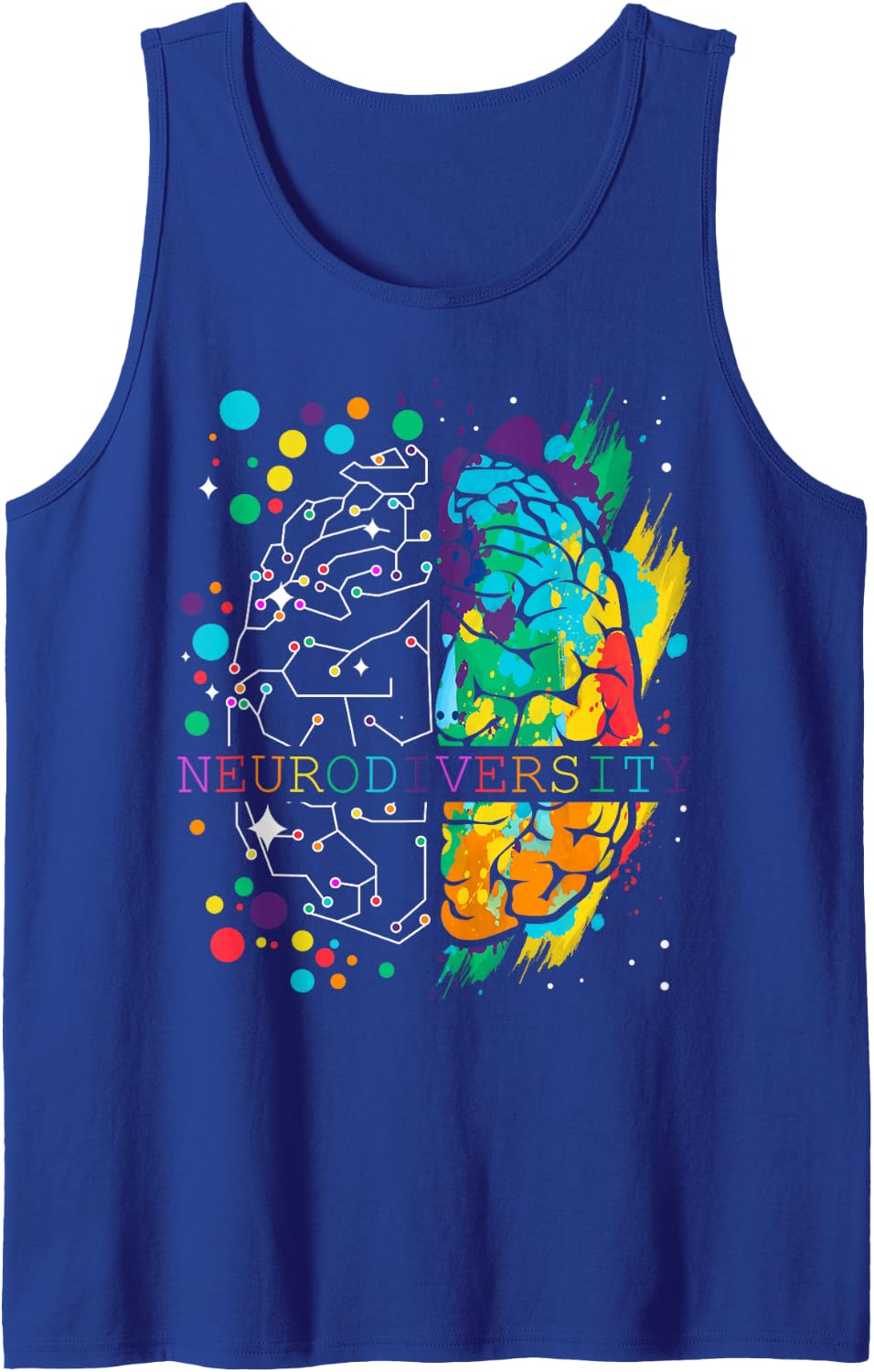 Neurodiversity Brain Autism Awareness Disorder Sleeveless Tank Top - Royal Blue
