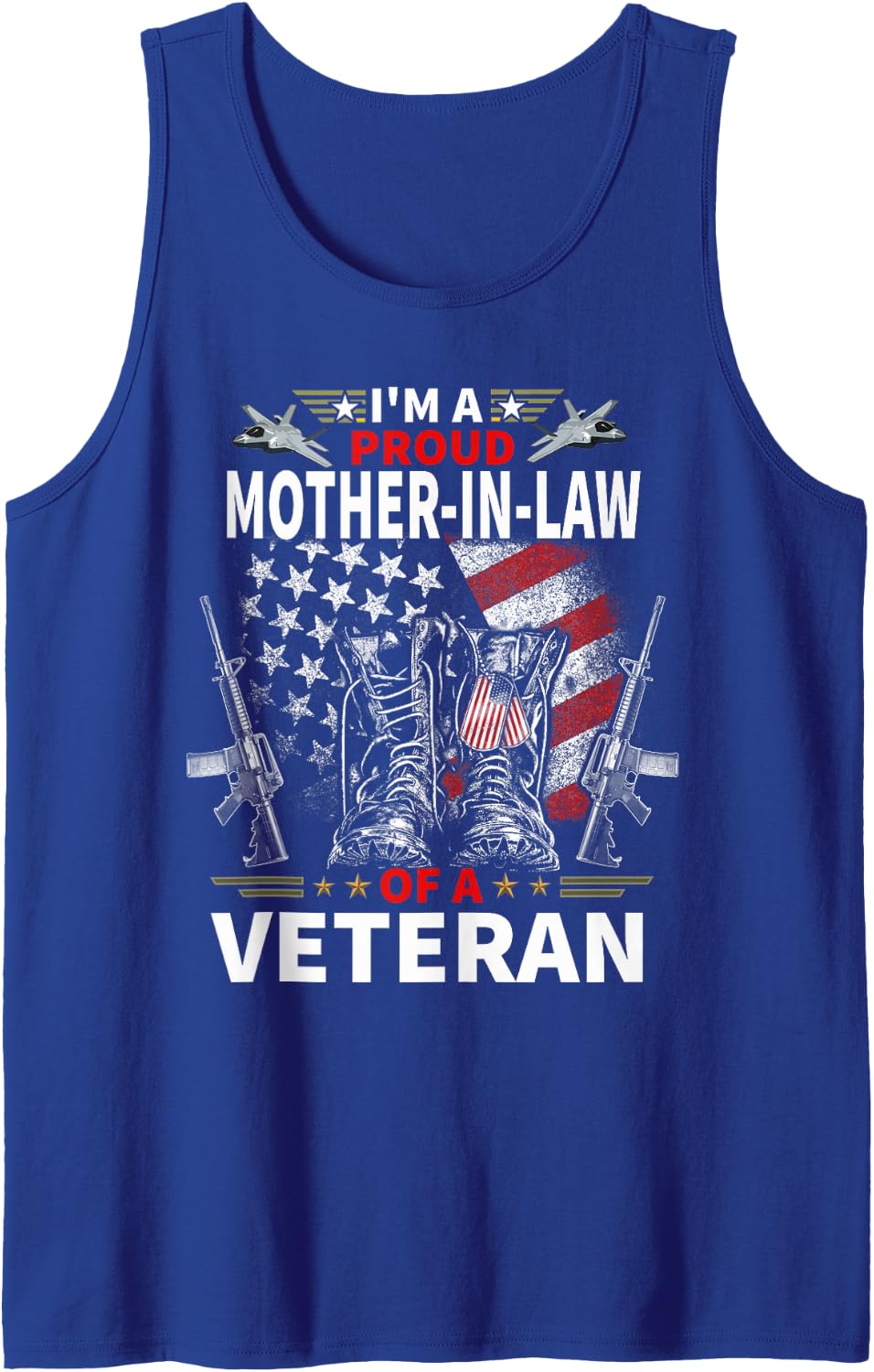 I'm A Proud Mother-in-Law of A Veteran Veteran's Day Womens Sleeveless Tank Top - Royal Blue