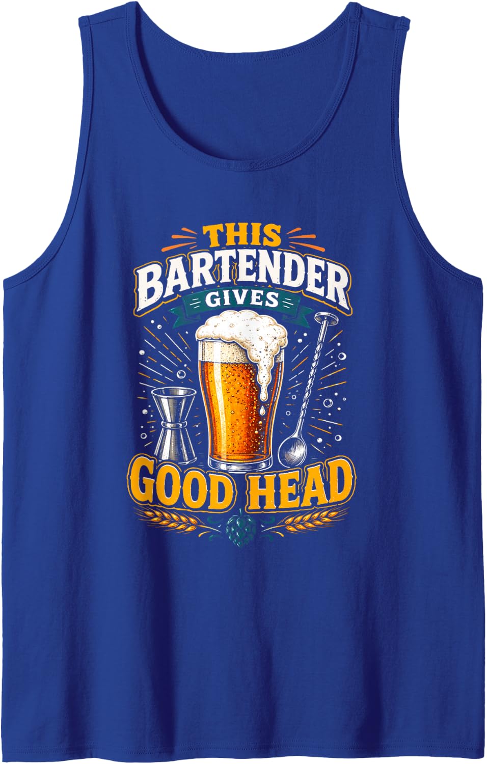 Bartender Mixologist Beer This Bartender Gives Good Head Sleeveless Tank Top - Royal Blue