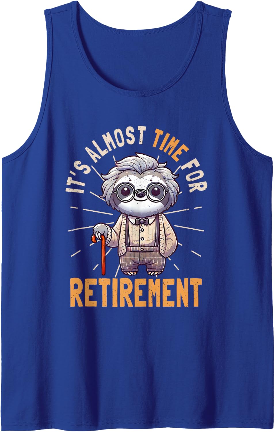 Almost Time for Retirement Coworker Farewell Sloth Lover Sleeveless Tank Top - Royal Blue