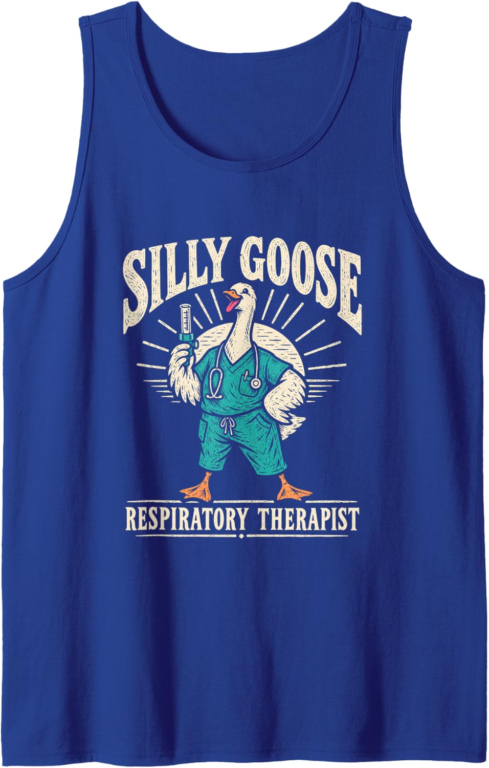 Silly Goose Respiratory Therapist Humor Sleeveless Tank Top - Royal Blue