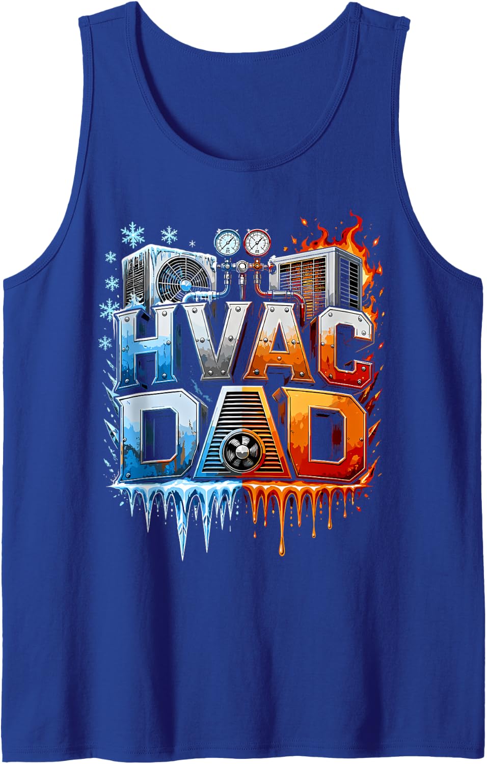 HVAC Dad HVAC Technician Men HVAC Tech Sleeveless Tank Top - Royal Blue
