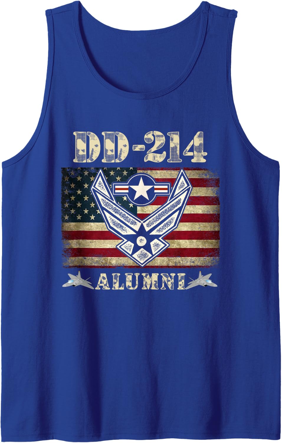DD-214 Alumni Air Force Military Veteran American Flag USAF Tank Top - Royal Blue