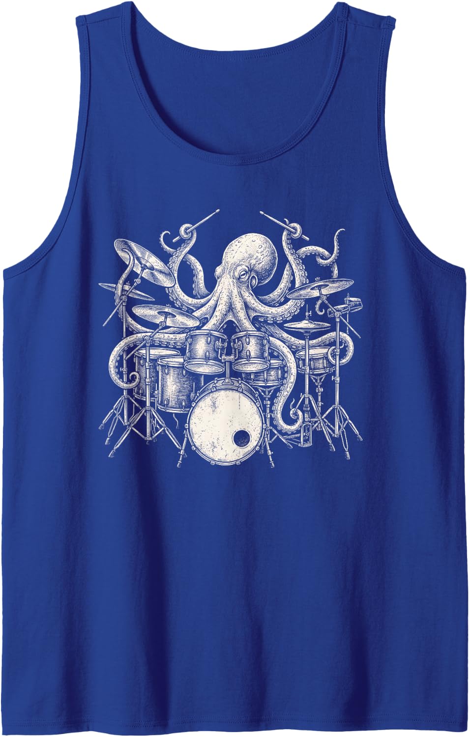 Octopus Playing Drums Vintage Octopus Drummer Music Lovers Tank Top - Royal Blue