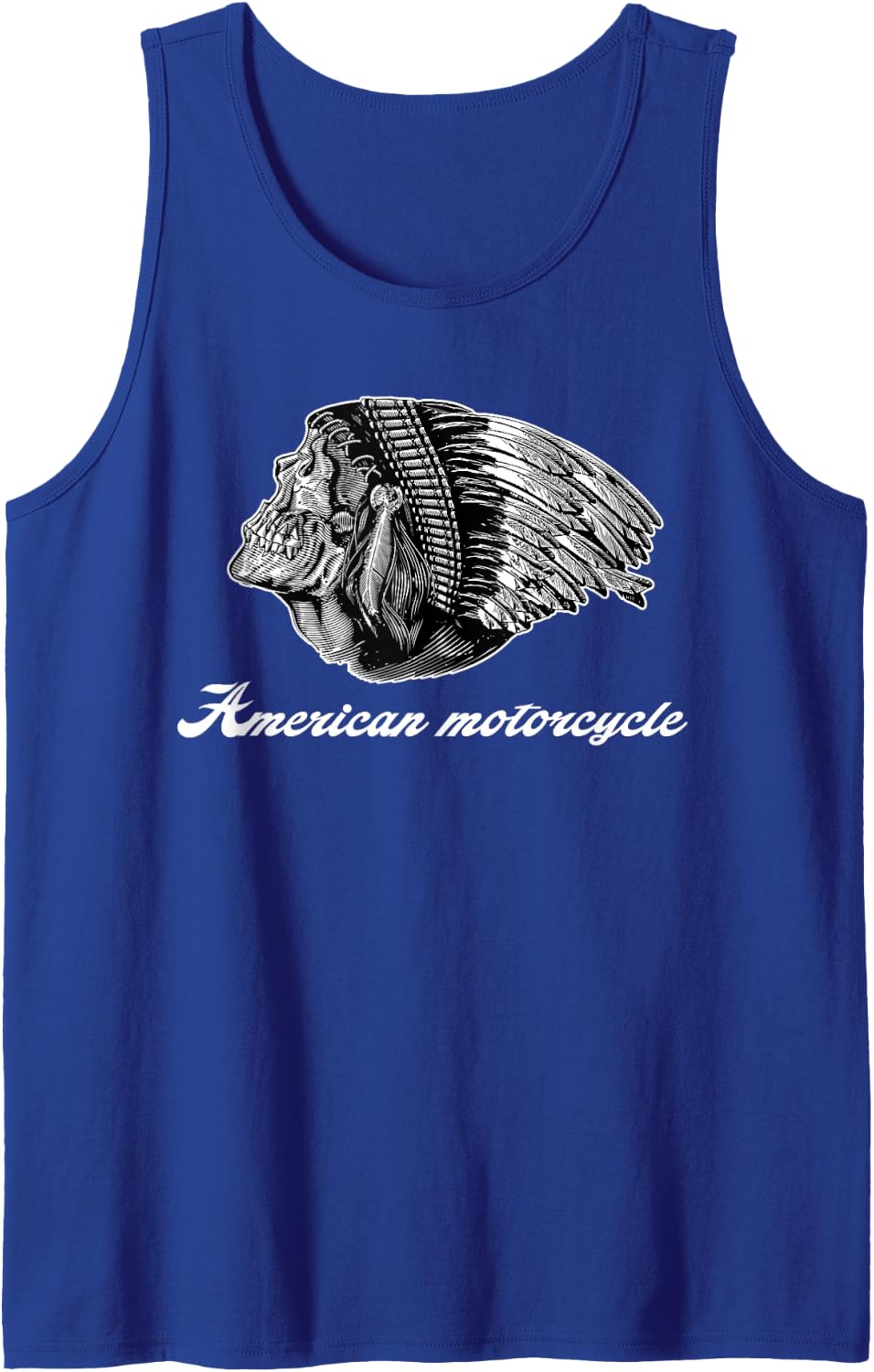 American Motorcycle Skull Native Indian Eagle Chief Vintage Tank Top - Royal Blue