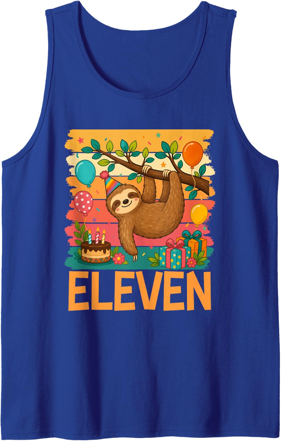 11th Birthday Sloth Lovers Themed 11 Year Old Birthday Tank Top - Royal Blue