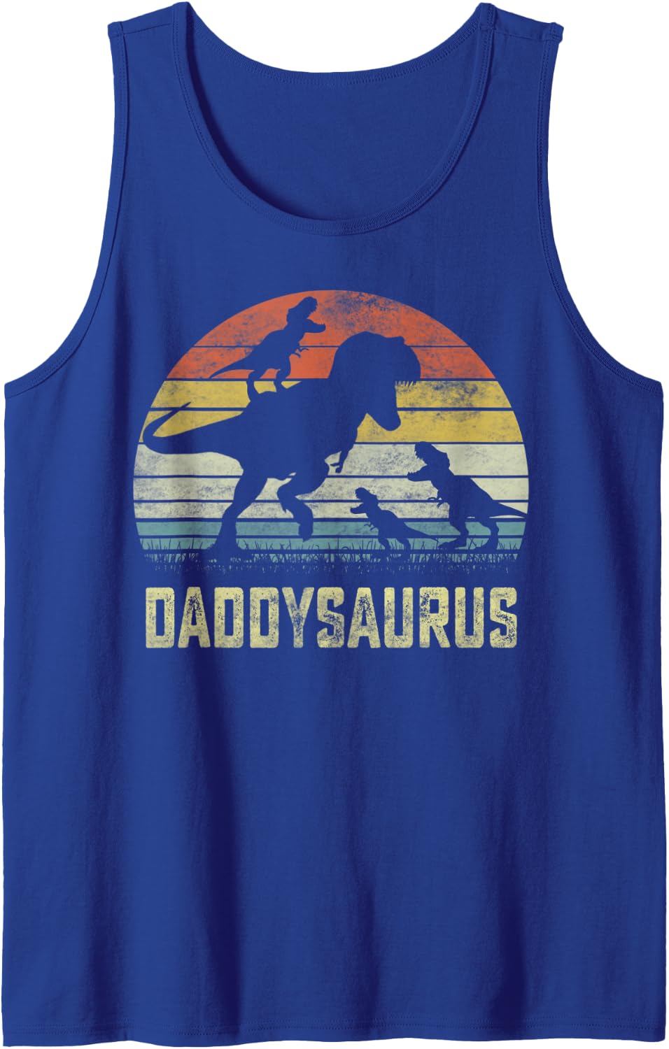 Daddy saurus T Rex Dinosaur Daddy 3 kids Family Matching Tank Top - Royal Blue