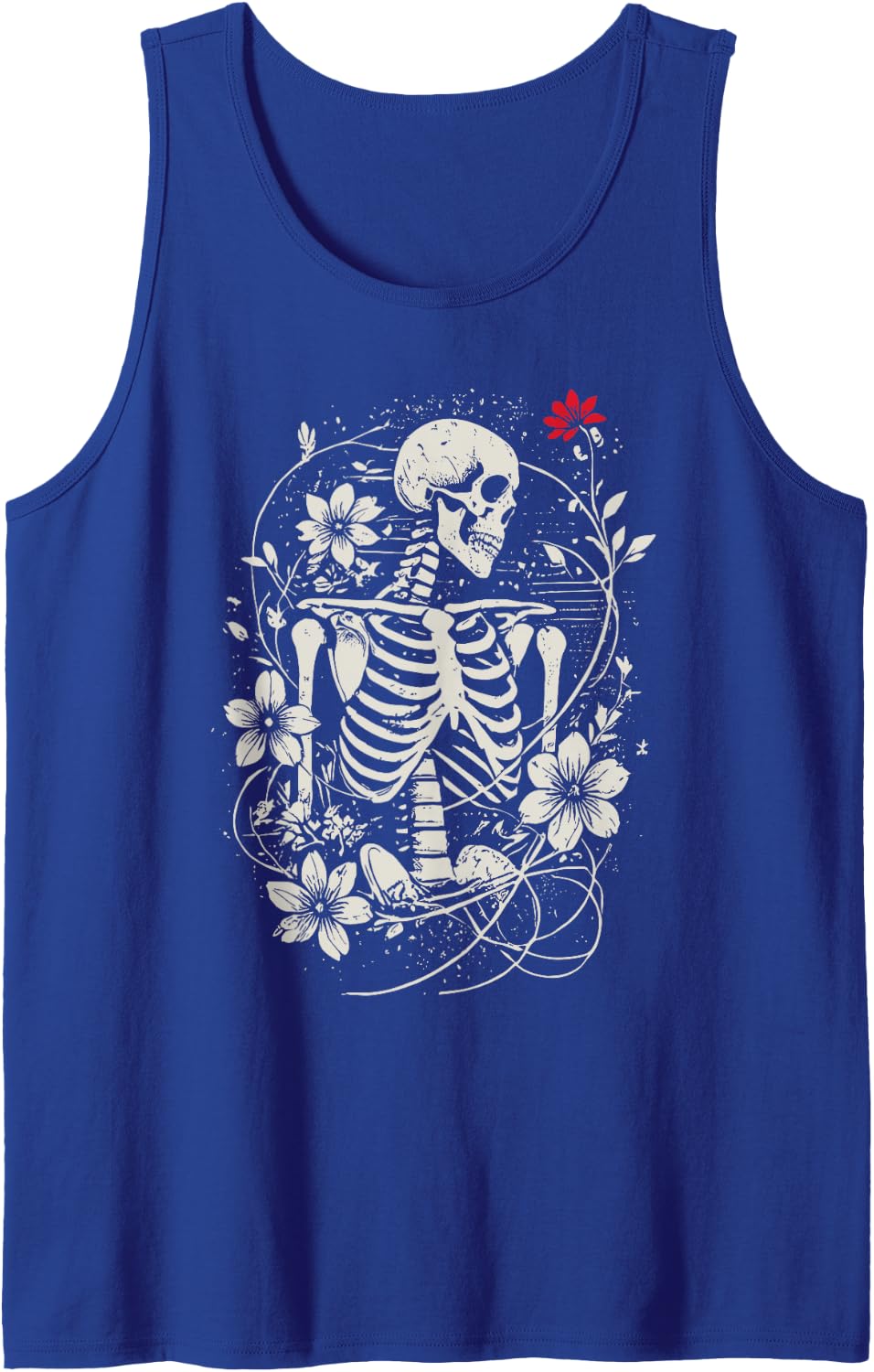 Floral Skeleton Goth Flowers Dark Alt Grunge Aesthetic Tank Top - Royal Blue