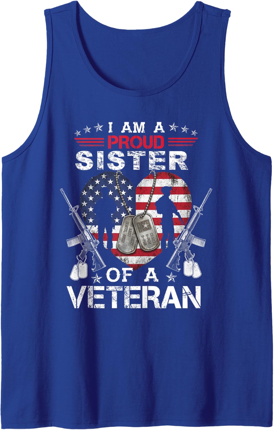 I'm A Proud Sister of A Veteran Veteran's Day - Patrioitc Sleeveless Tank Top - Royal Blue
