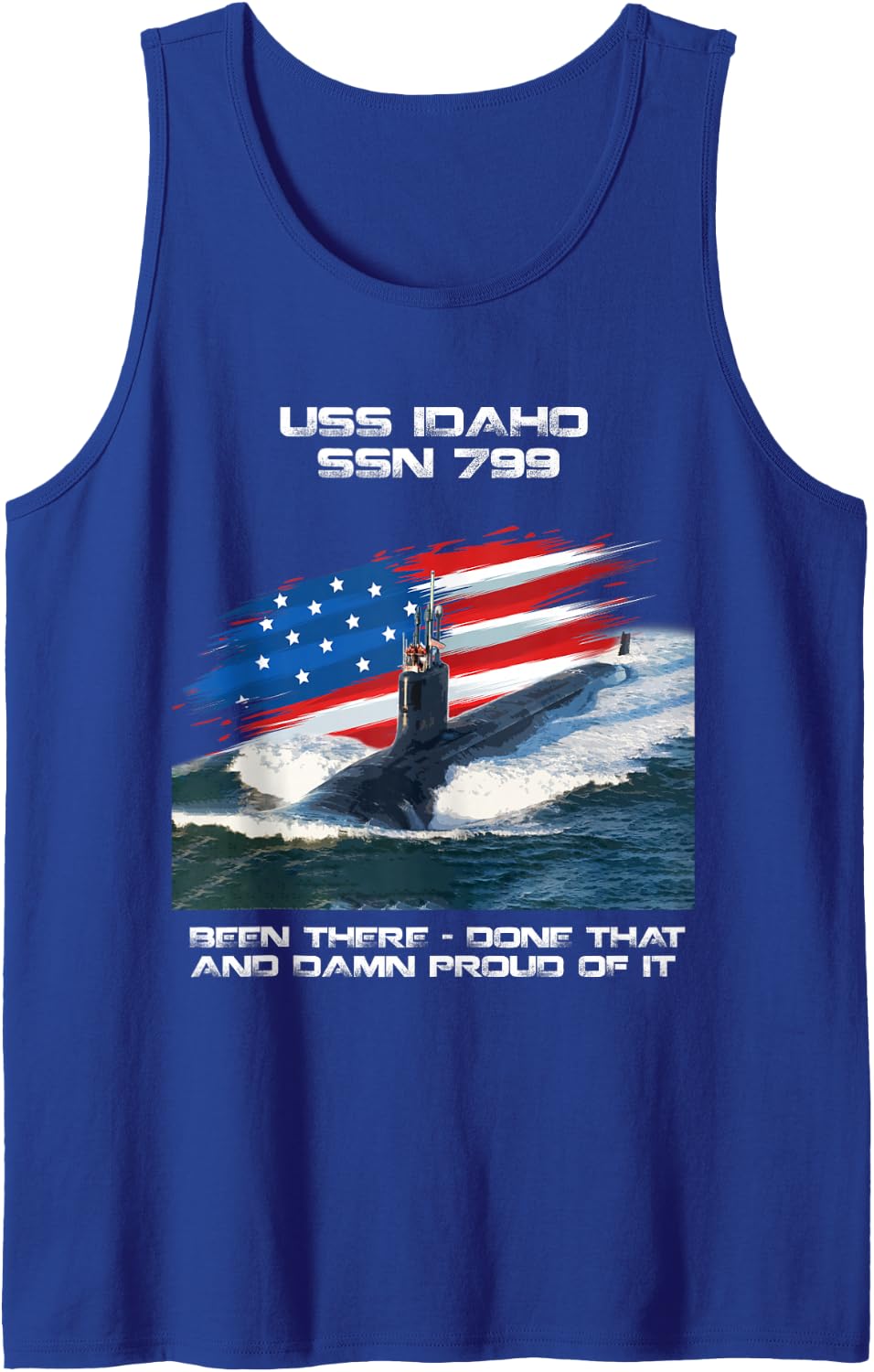 USS Idaho SSN-799 American Flag Submarine Veteran Xmas Sleeveless Tank Top - Royal Blue