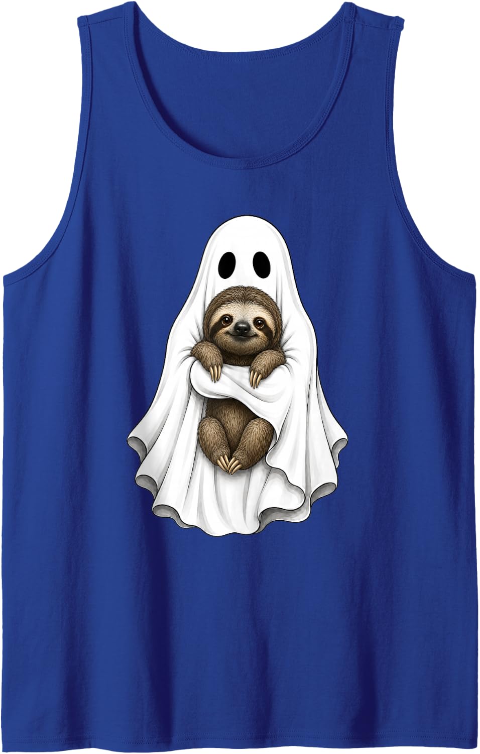 Ghost Holding A Sloth Funny Halloween Sleeveless Tank Top - Royal Blue