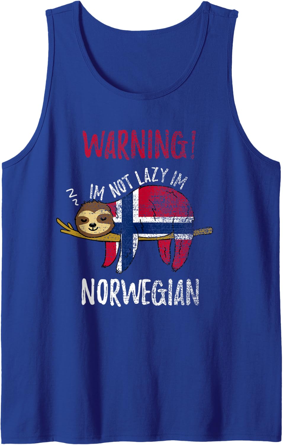 Norway Flag Sloth Im Not Lazy Im Norwegian Vintage Tank Top - Royal Blue