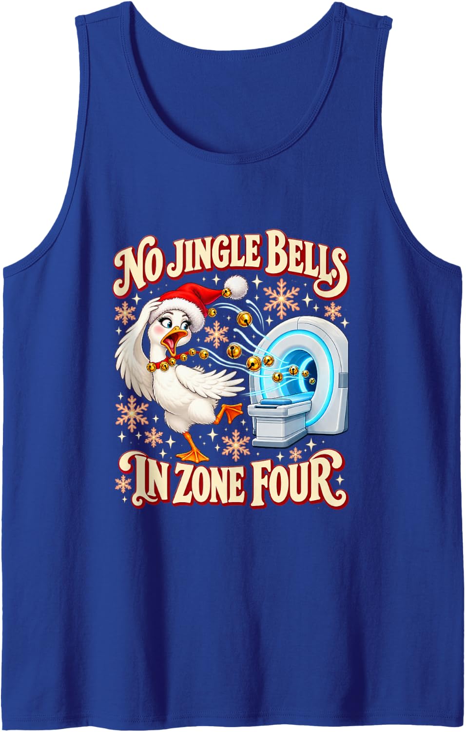 No Jingle Bells in Zone Four Funny MRI Tech Christmas Sleeveless Tank Top - Royal Blue