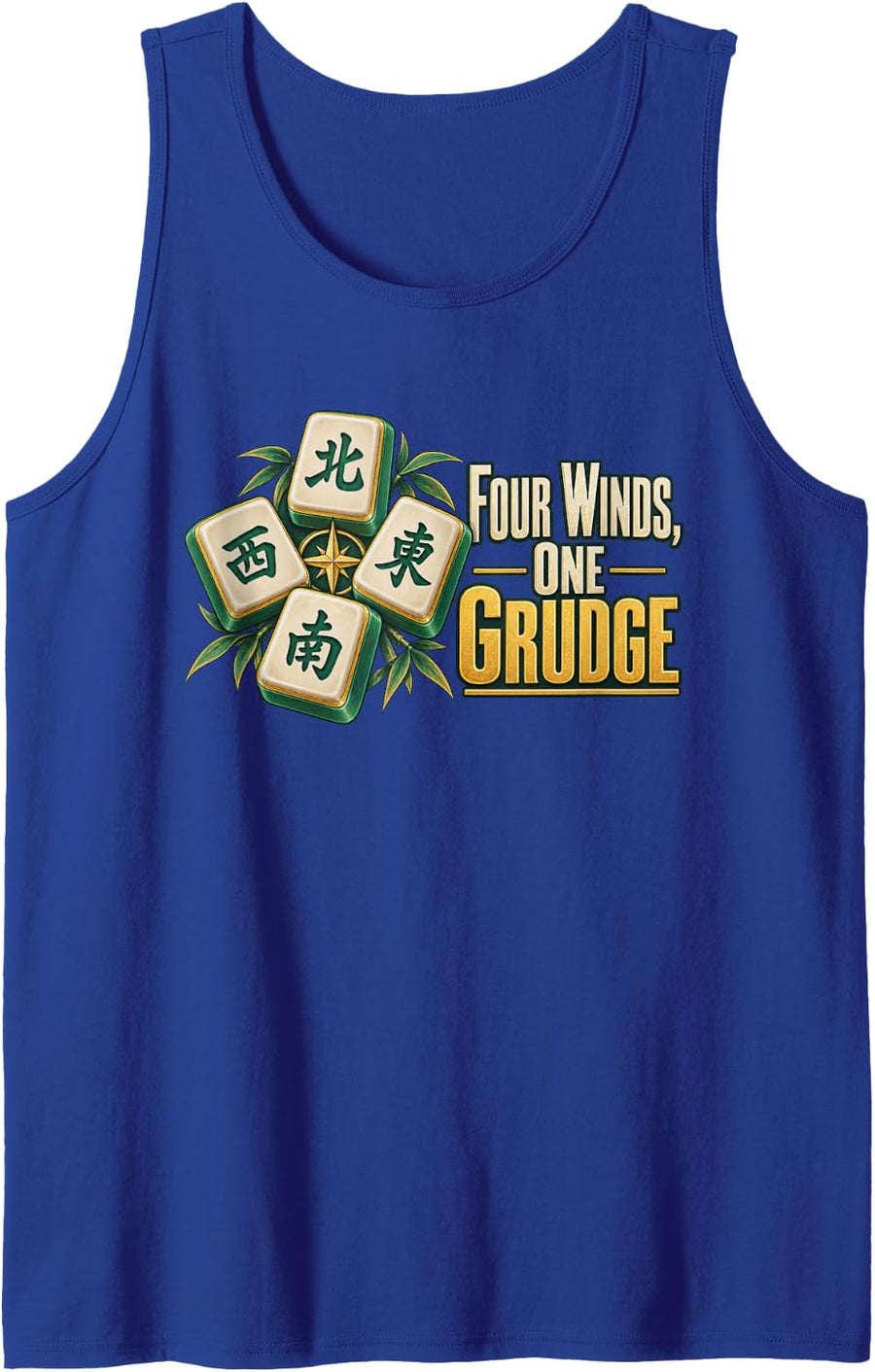 Four Winds, One Grudge Funny Mahjong Graphic Game Night Sleeveless Tank Top - Royal Blue