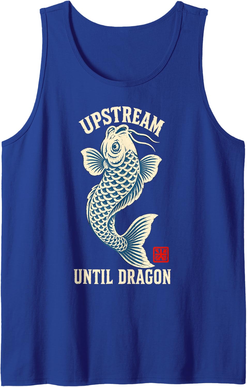 Koi Fish Upstream Until Dragon Funny Carp Pond Lover Shoyu Sleeveless Tank Top - Royal Blue