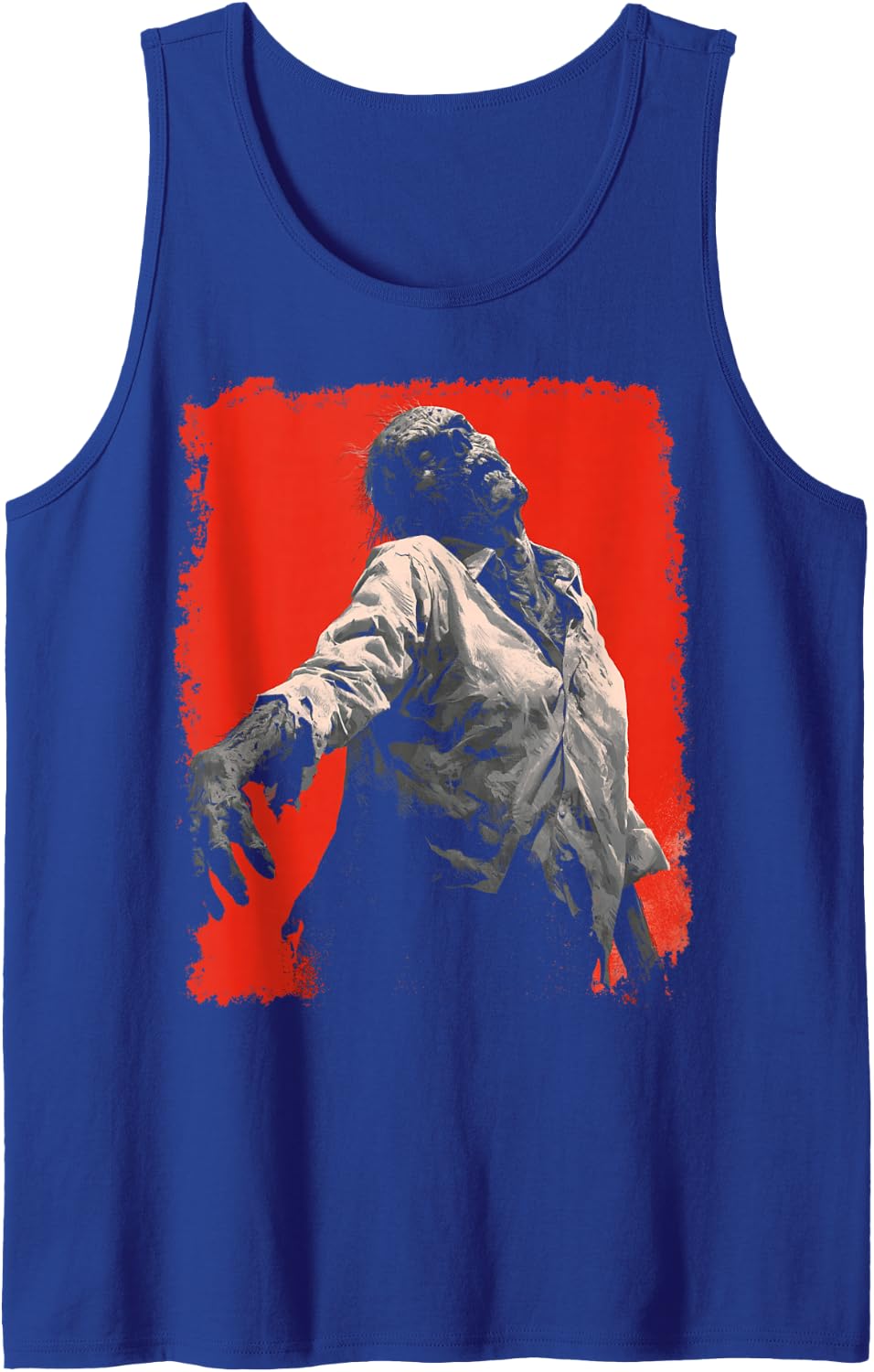 Zombie Retro Halloween Designer Sleeveless Tank Top - Royal Blue