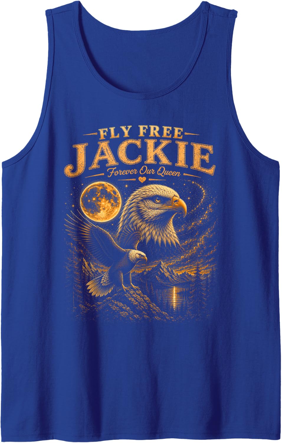 Jackie Forever Our Queen Bald Eagle Memorial Tribute Tank Top - Royal Blue