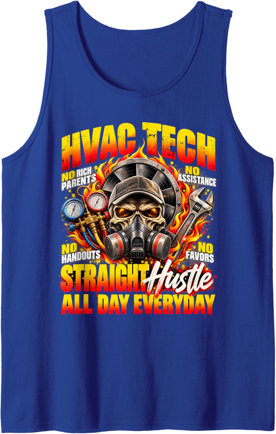 HVAC Tech Straight Hustle All Day Everyday Work Sleeveless Tank Top - Royal Blue