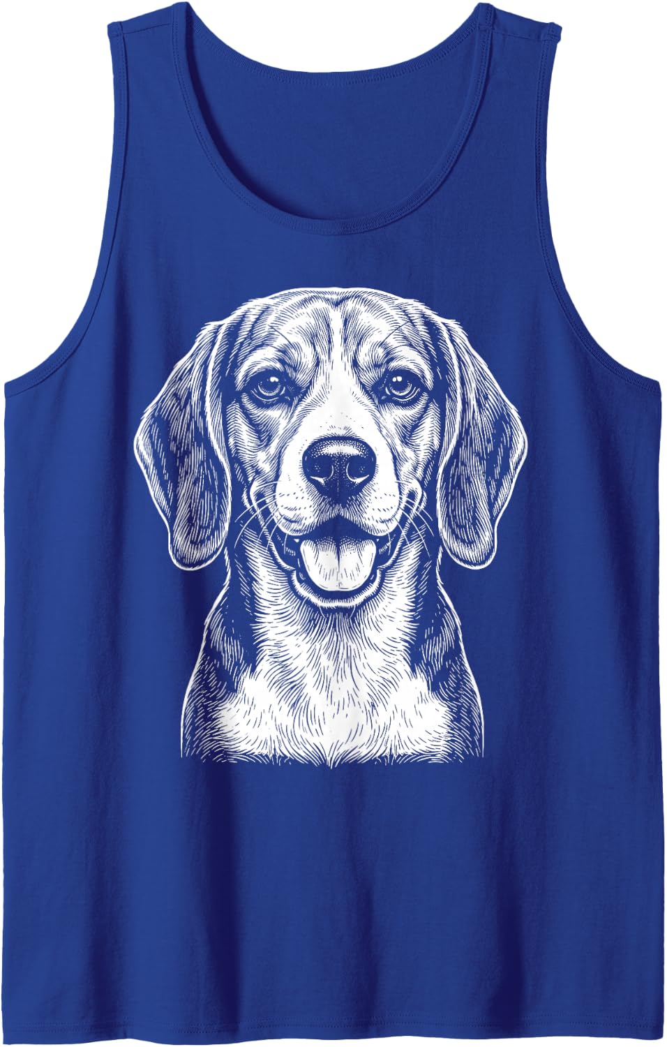 Beagle Illustration Sleeveless Tank Top - Royal Blue