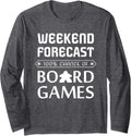 Weekend Forecast 100% Chance of Board Games Tabletop Long Sleeve T-Shirt - Adult Unisex Dark Heather Grey