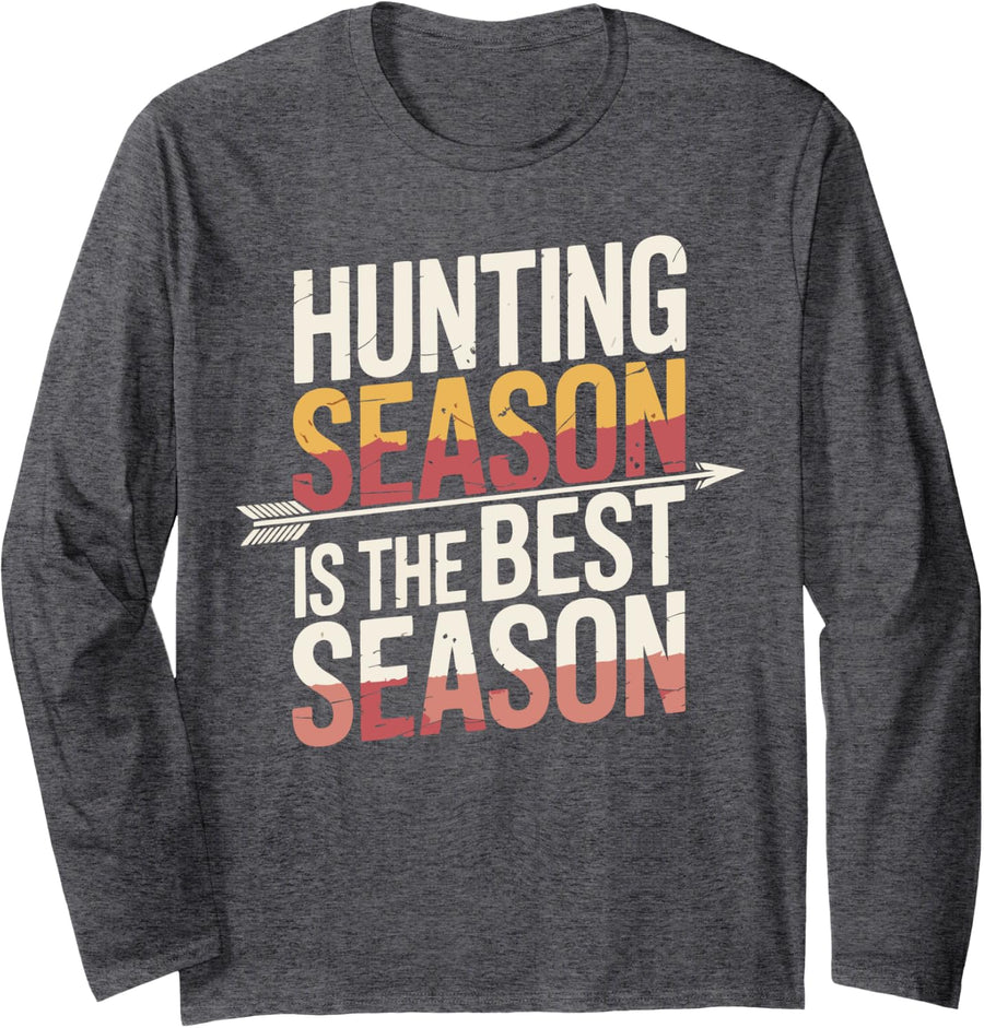 Bowhunting Bow Hunting Season Hunter Long Sleeve T-Shirt - Adult Unisex Dark Heather Grey