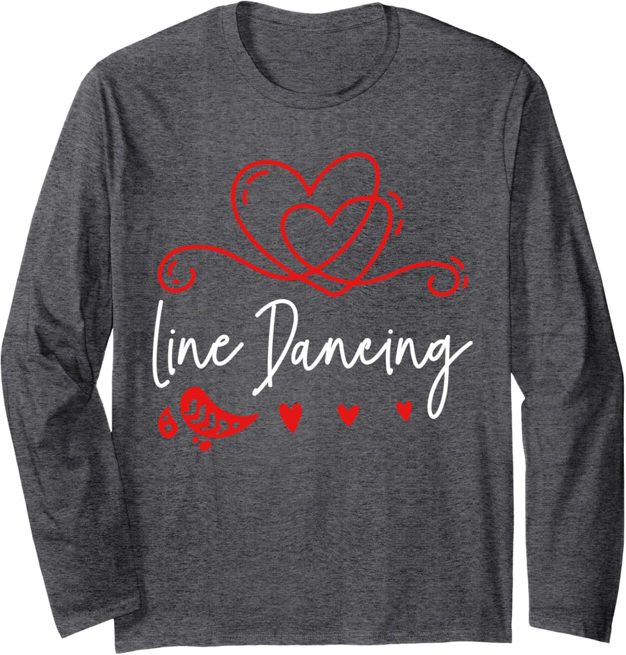Line Dancing Line Dance Long Sleeve T-Shirt - Adult Unisex Dark Heather Grey
