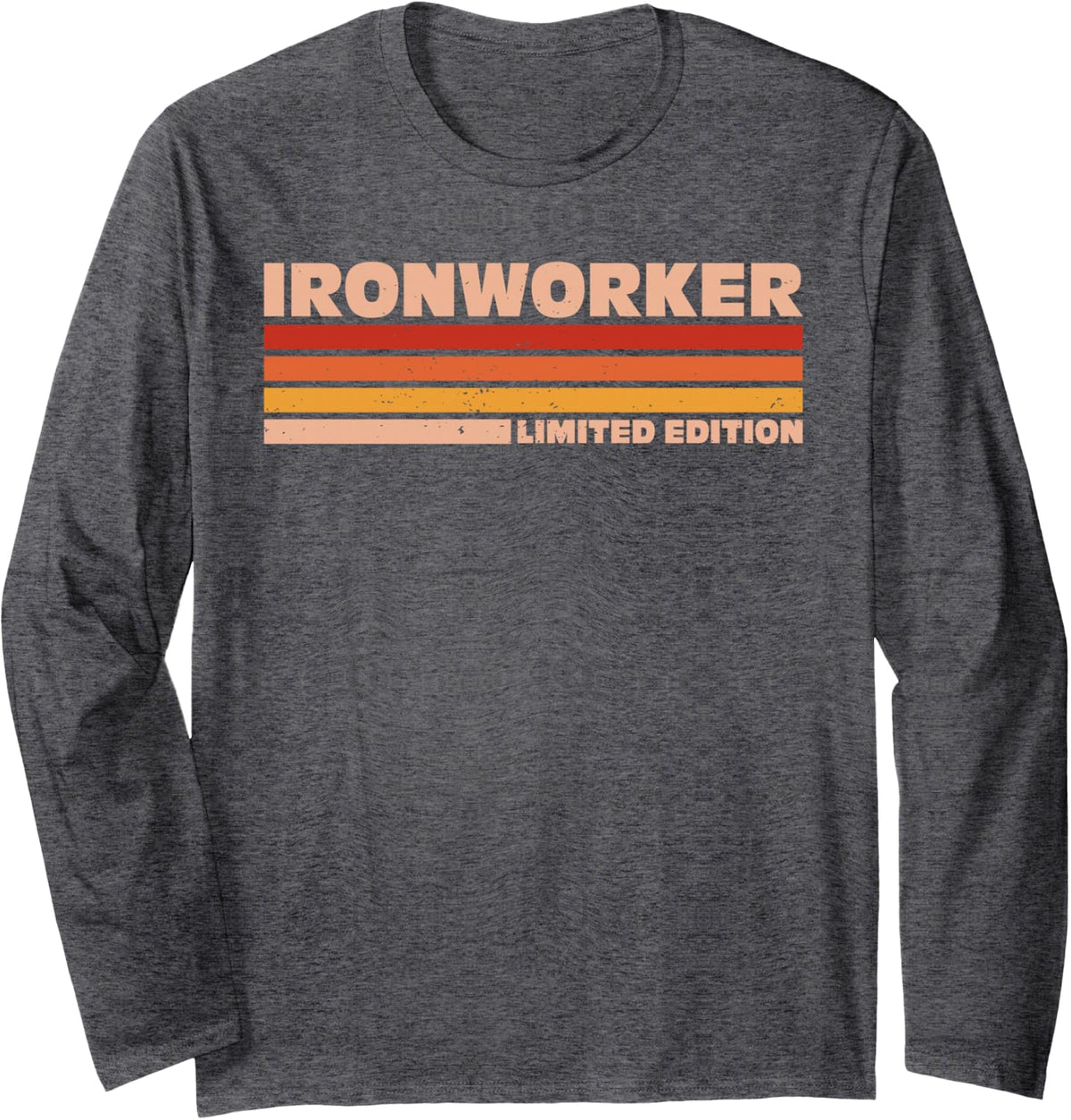 Ironworker Retro Sunrise Long Sleeve T-Shirt - Adult Unisex Dark Heather Grey