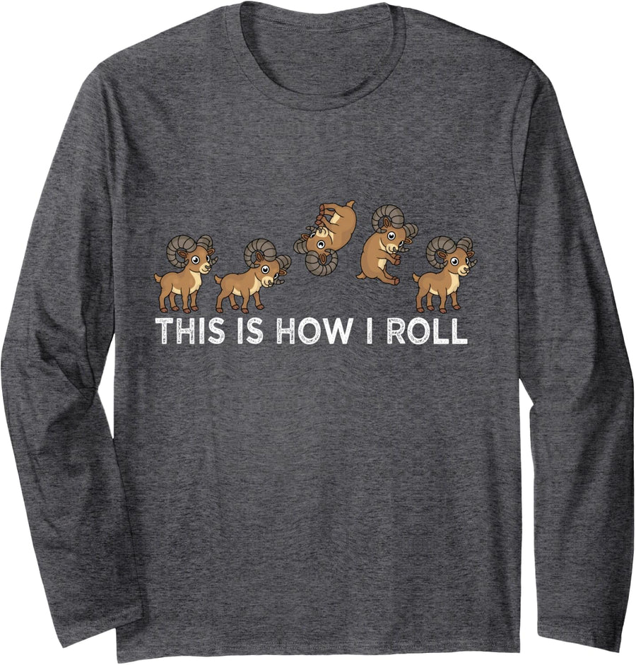 Bighorn Sheep Wildlife Hiking Men Bighorn Sheep Long Sleeve T-Shirt - Adult Unisex Dark Heather Grey