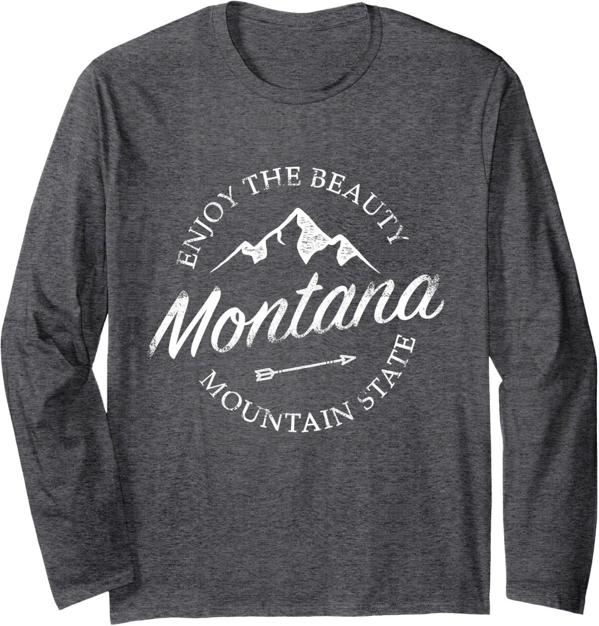 Montana Enjoy The Beauty Vintage Long Sleeve T-Shirt - Adult Unisex Dark Heather Grey