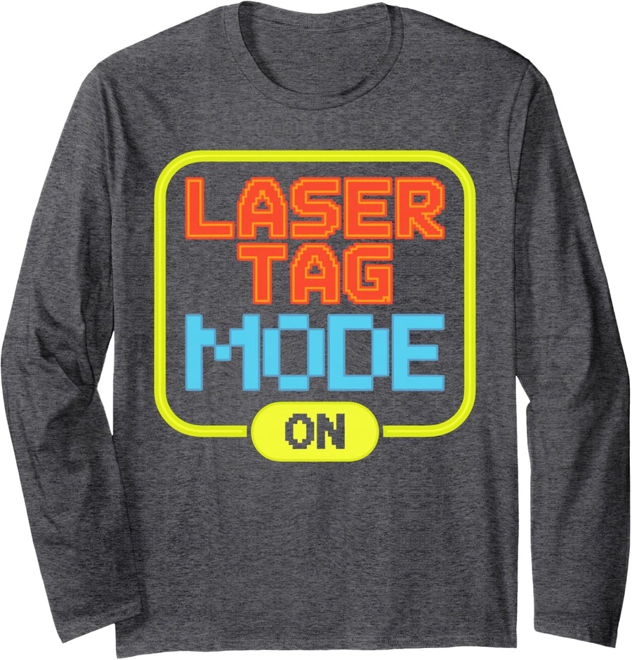 Laser Tag Player Arcade Laser Tag Long Sleeve T-Shirt - Adult Unisex Dark Heather Grey