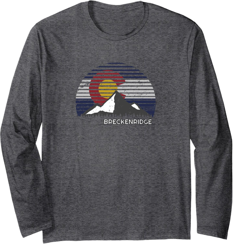 Breckenridge Colorado Rocky Mountain Summit County Exploring Long Sleeve T-Shirt - Adult Unisex Dark Heather Grey
