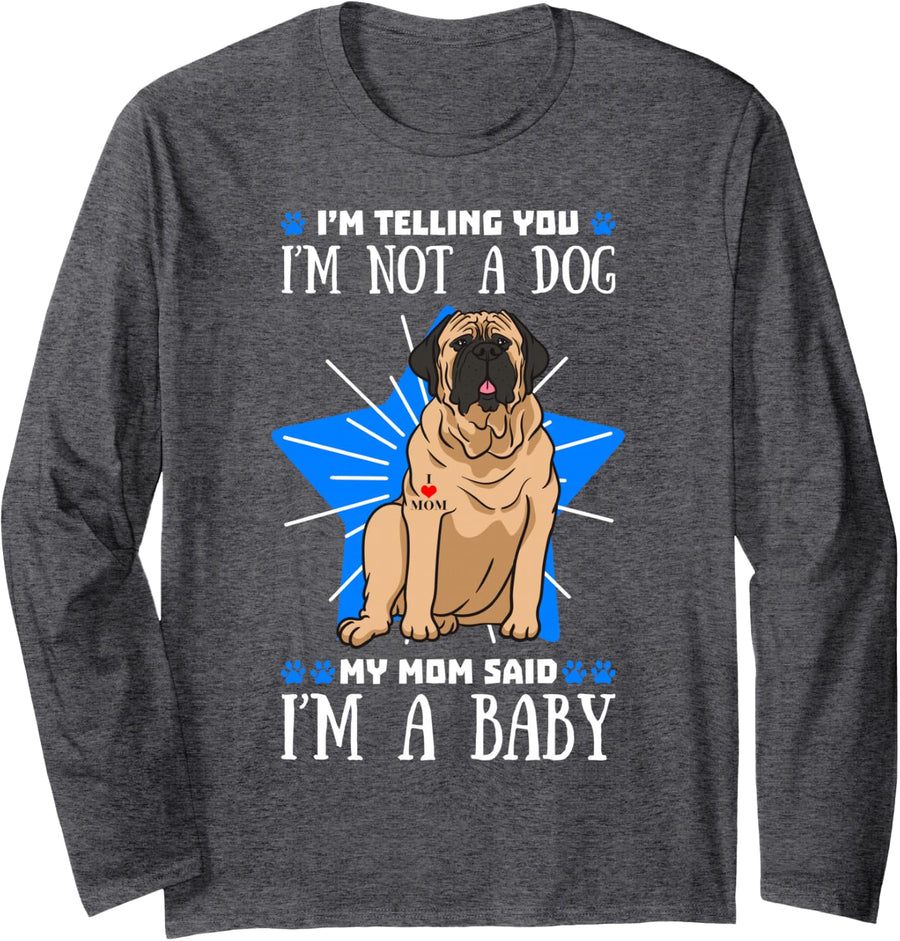 English Mastiff Gentle Giant Guard Dog Pet Canine Animal Long Sleeve T-Shirt - Adult Unisex Dark Heather Grey