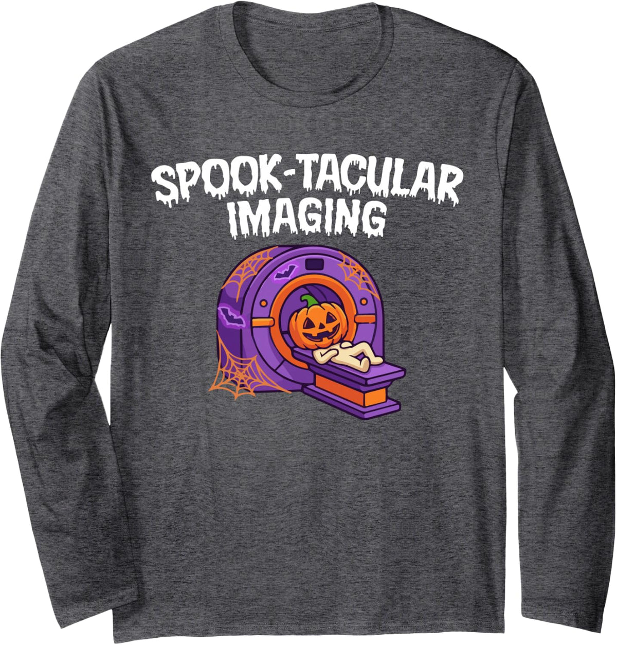 Spooky MRI Tech Halloween MRI Technologist Long Sleeve T-Shirt - Adult Unisex Dark Heather Grey