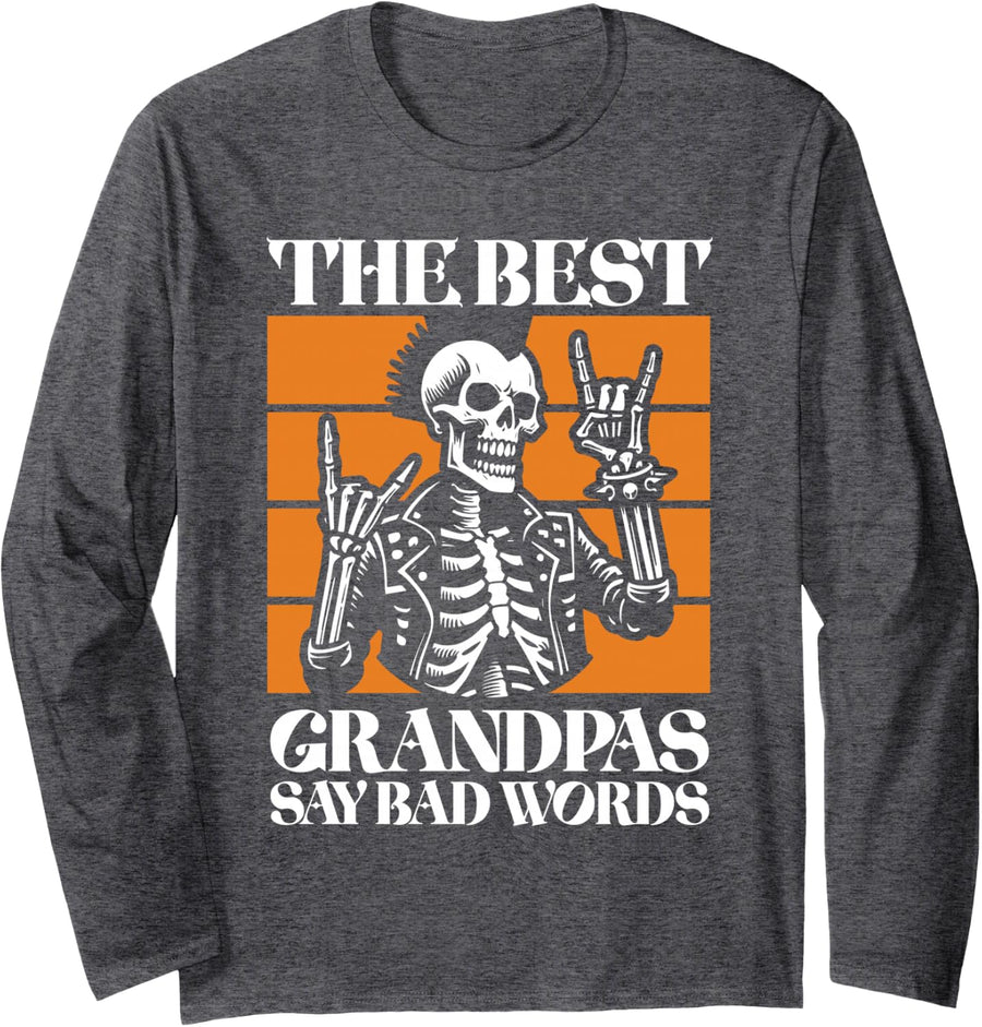 Grandfather Papaw Pop Gramps Granddad Grandpa Long Sleeve T-Shirt - Adult Unisex Dark Heather Grey