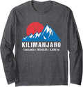 Retro Mount Kilimanjaro Mountains Long Sleeve T-Shirt - Adult Unisex Dark Heather Grey