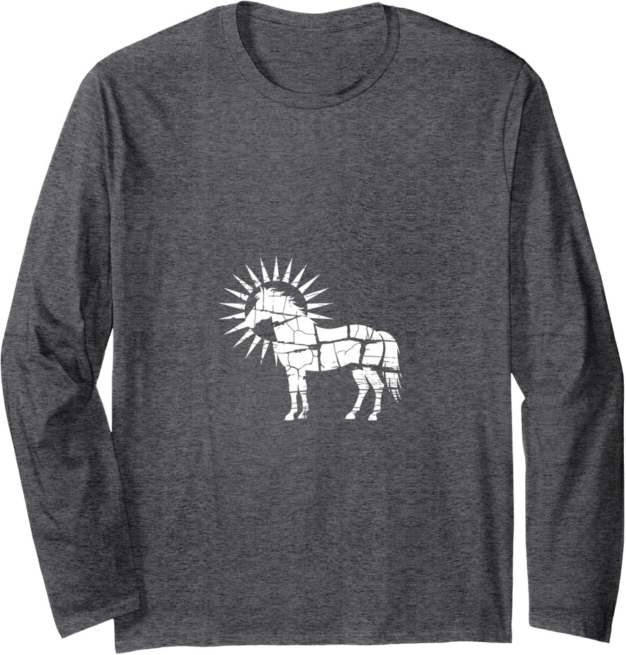 Horse Silhouette Vintage Long Sleeve T-Shirt - Adult Unisex Dark Heather Grey