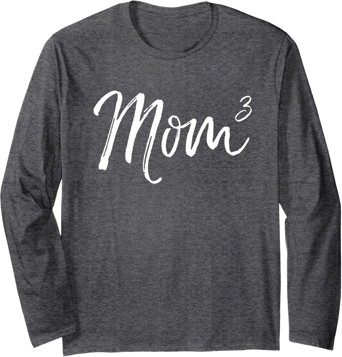 Cute Mother of 3 Pregnancy Announcement Gift Cute Mom Cubed Long Sleeve T-Shirt - Adult Unisex Dark Heather Grey