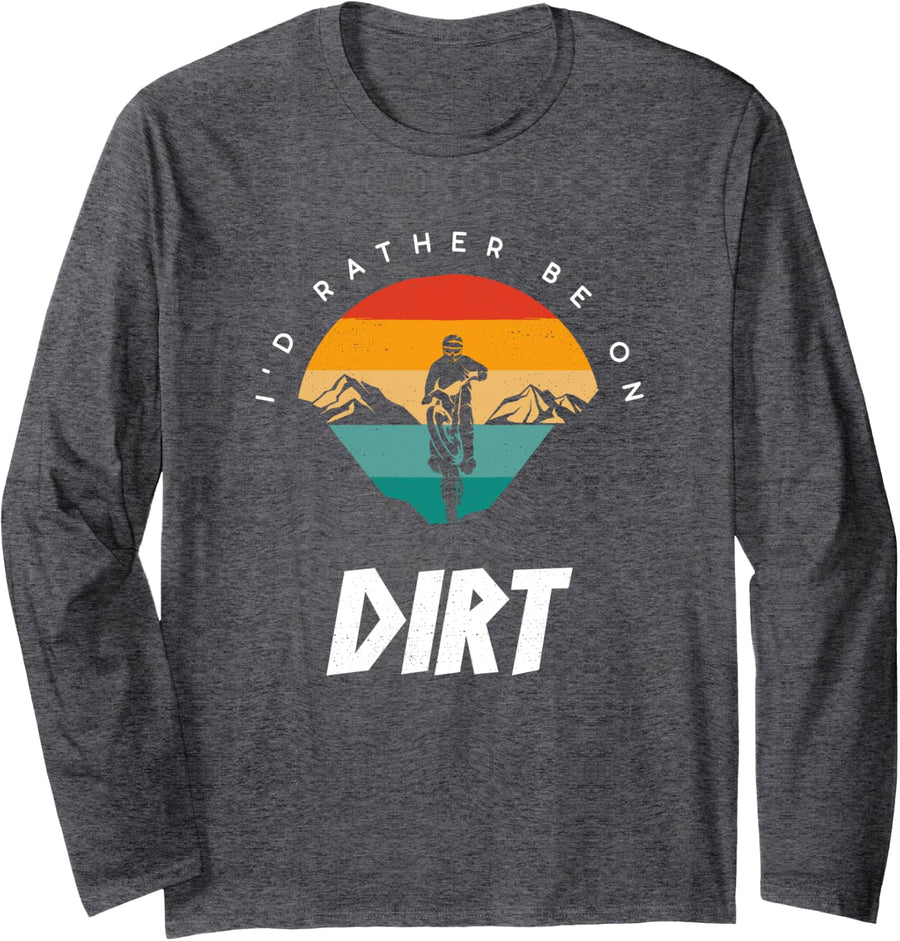 Dirt Bike Motocross Apparel - Dirt Bike Motocross Long Sleeve T-Shirt - Adult Unisex Dark Heather Grey