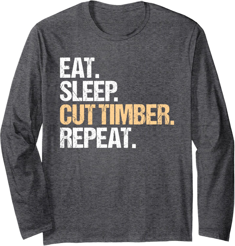 Logger Eat Sleep Routine Long Sleeve T-Shirt - Adult Unisex Dark Heather Grey